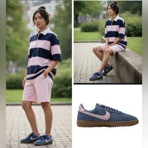 Nike Field General Suede Sneakers Thunder Blue light pink foam waffle soles 6.5